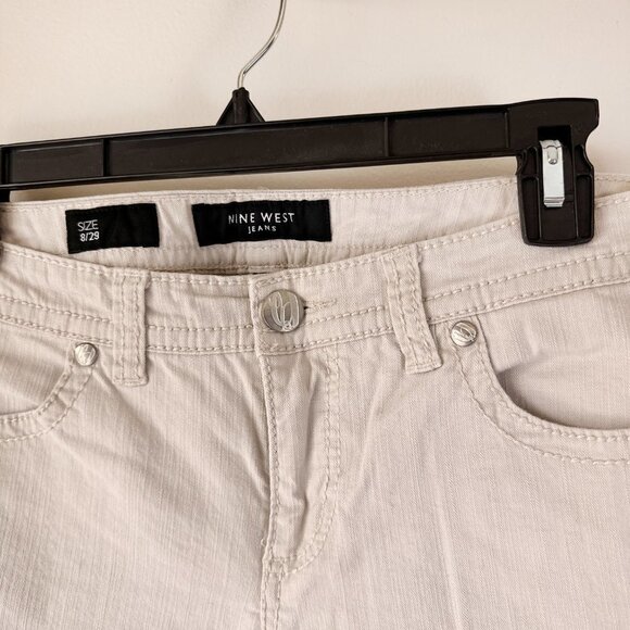 Nine West Tan Capris Jeans Rhinestones Size 8 - Picture 6 of 7